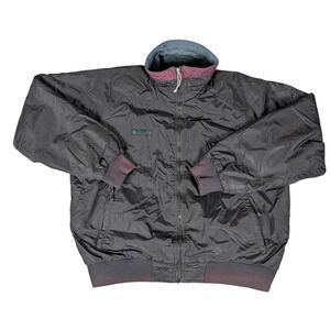 VTG Columbia Mens Black Jacket Fleece‎ Lined Collar Zip Up -Sleeve fading